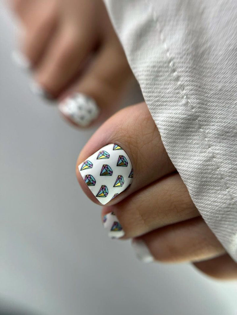 Pedicure Diamonds. Foil gold. Nail wrap WR-746