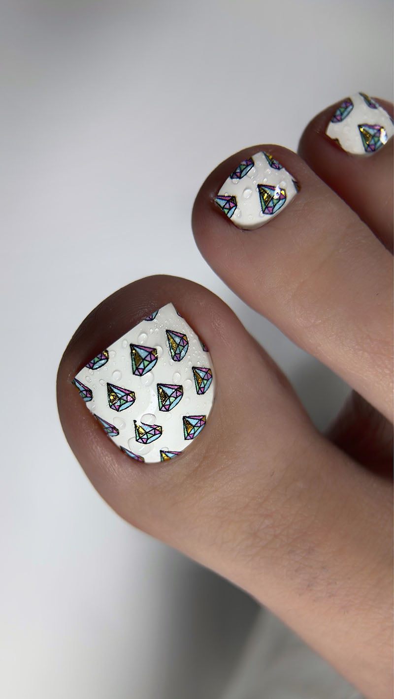 Pedicure Diamonds. Foil gold. Nail wrap WR-746