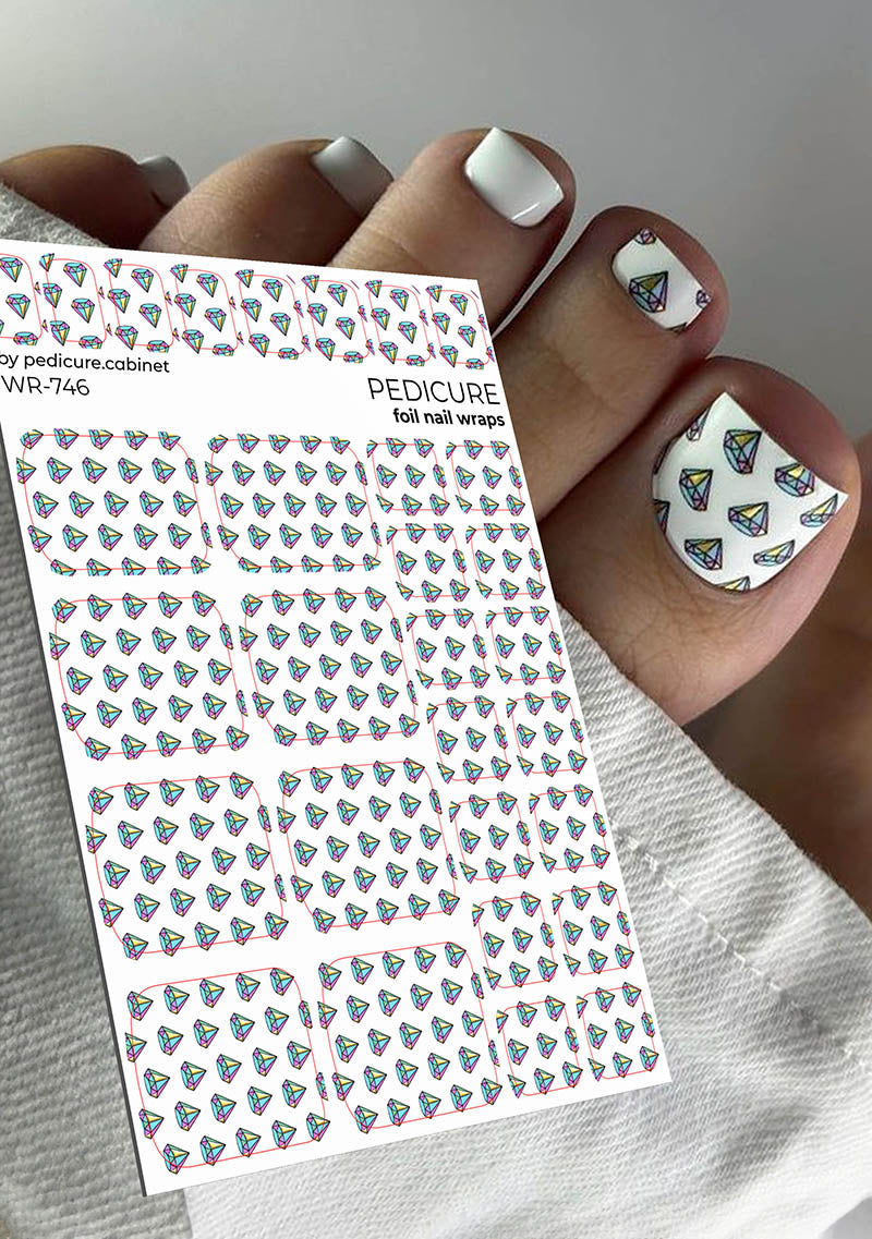 Pedicure Diamonds. Foil gold. Nail wrap WR-746