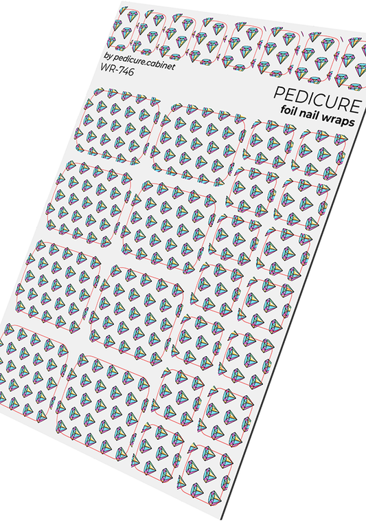 Pedicure Diamonds. Foil gold. Nail wrap WR-746