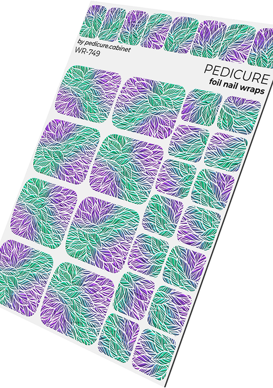 Pedicure Leaves gradient. Colored foil. Nail wrap WR-749