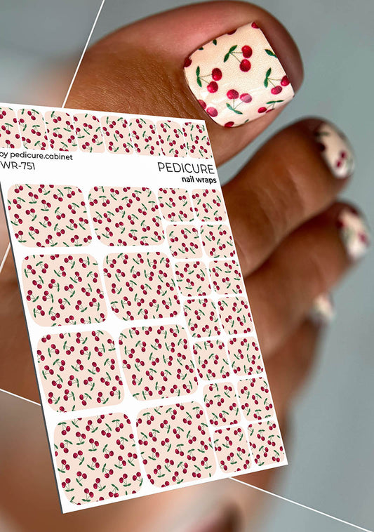 Pedicure Cherry. Nail wrap WR-751