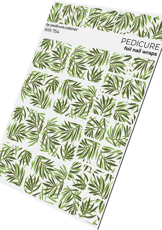 Pedicure Leaves. Foil gold. Nail wrap WR-754