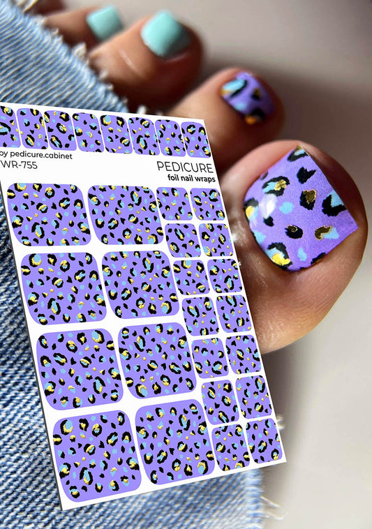 Pedicure Leo lilac. Foil gold. Nail wrap WR-755