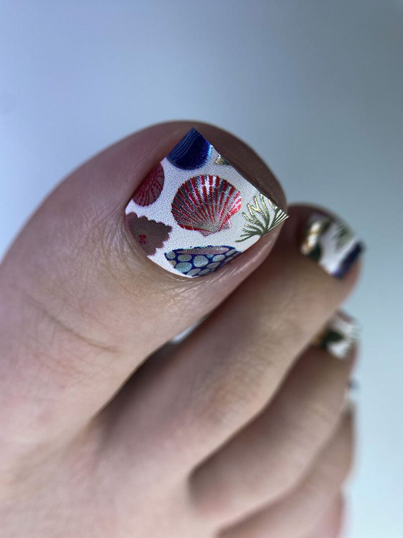 Pedicure Marine. Colored foil. Nail wrap WR-761