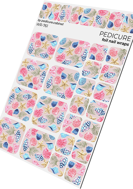 Pedicure Marine. Colored foil. Nail wrap WR-761