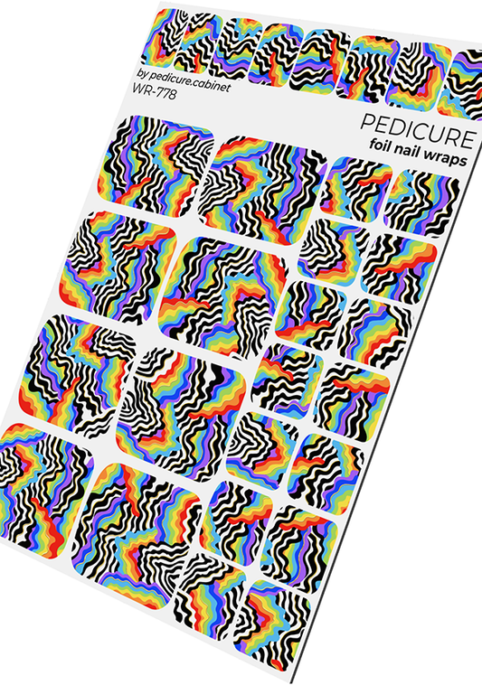 Pedicure Rainbow. Foil gold. Nail wrap WR-778