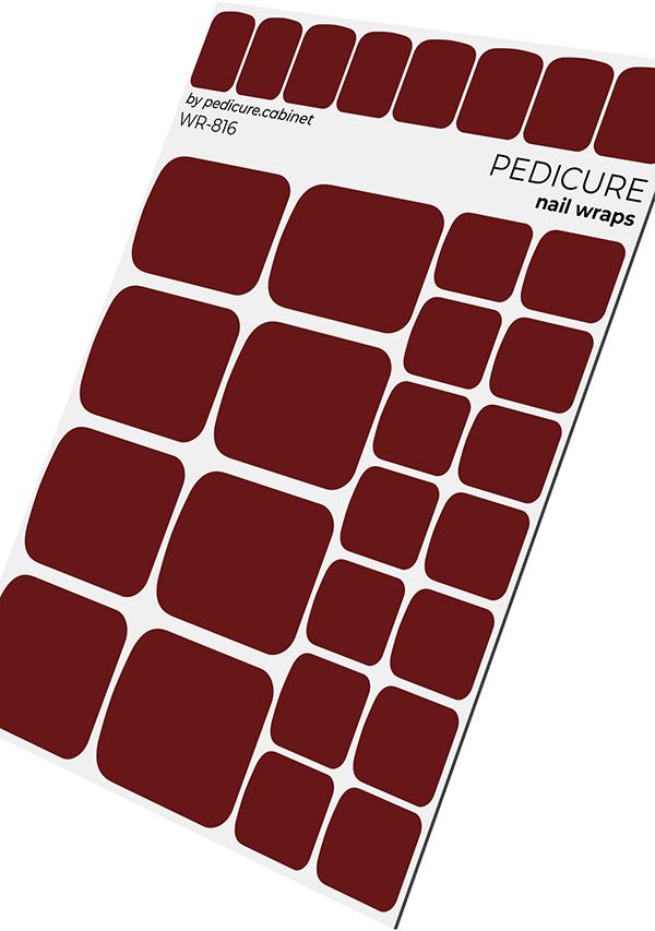 Pedicure Marsala. Nail wrap WR-816