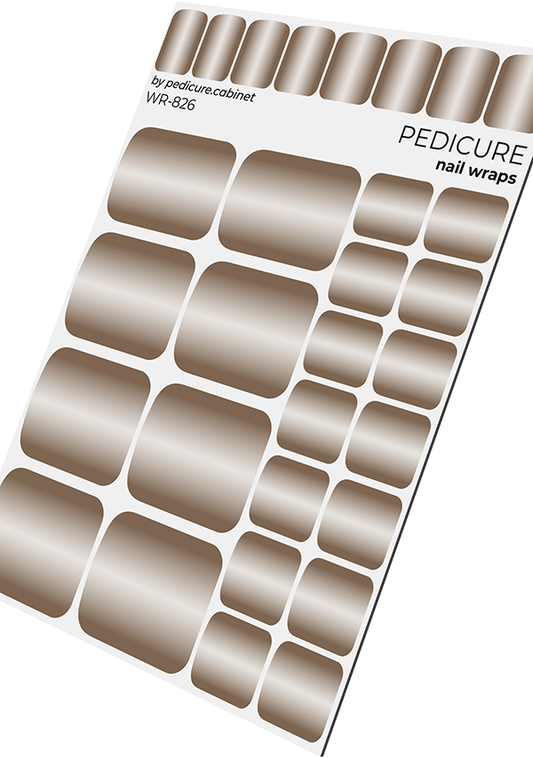 Pedicure Gradient. Brown beige. Nail wrap WR-826