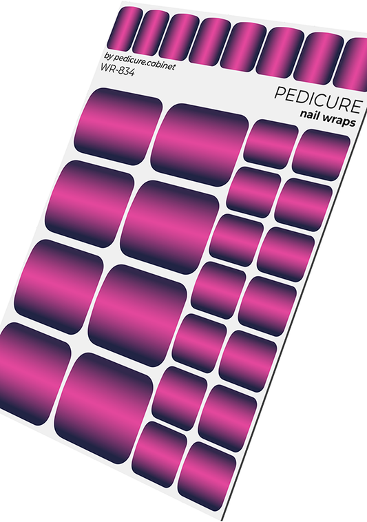 Pedicure Gradient. Pink with dark. Nail wrap WR-834