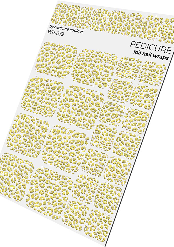 Pedicure Leo. White background. Foil gold. Nail wrap WR-839