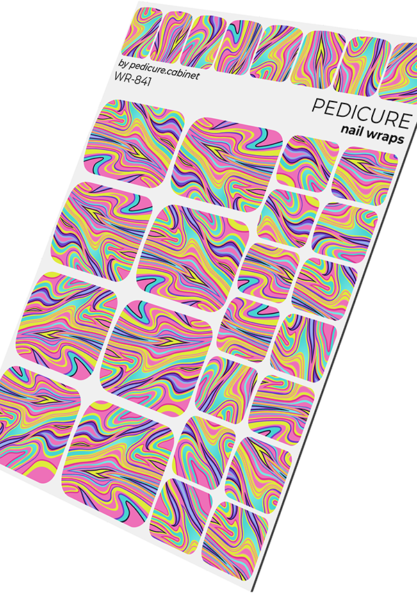 Pedicure Divorces with pink. Nail wrap WR-841