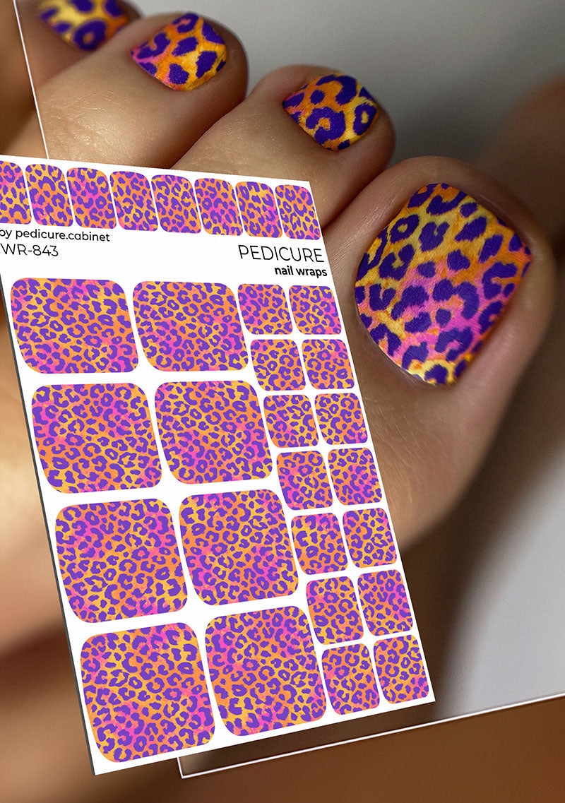 Pedicure Leo. Purple spots. Nail wrap WR-843