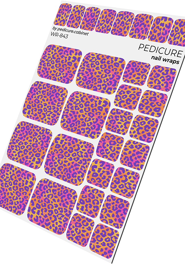 Pedicure Leo. Purple spots. Nail wrap WR-843