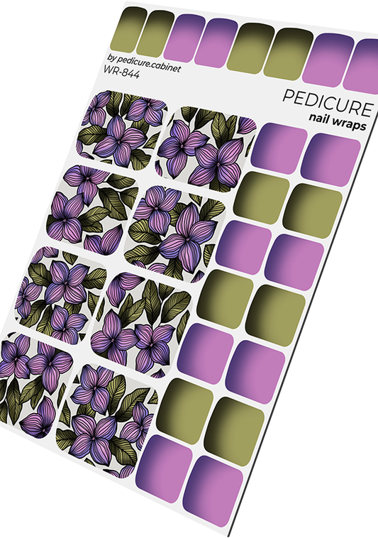 Pedicure Flowers. Purple large (baby gradient). Nail wrap WR-844