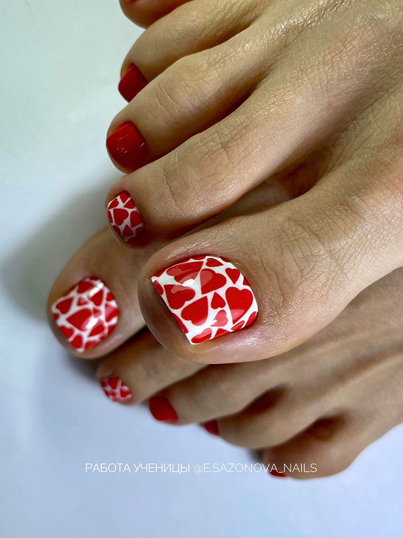 Pedicure of the Heart. White background. Large. Nail wrap WB-786