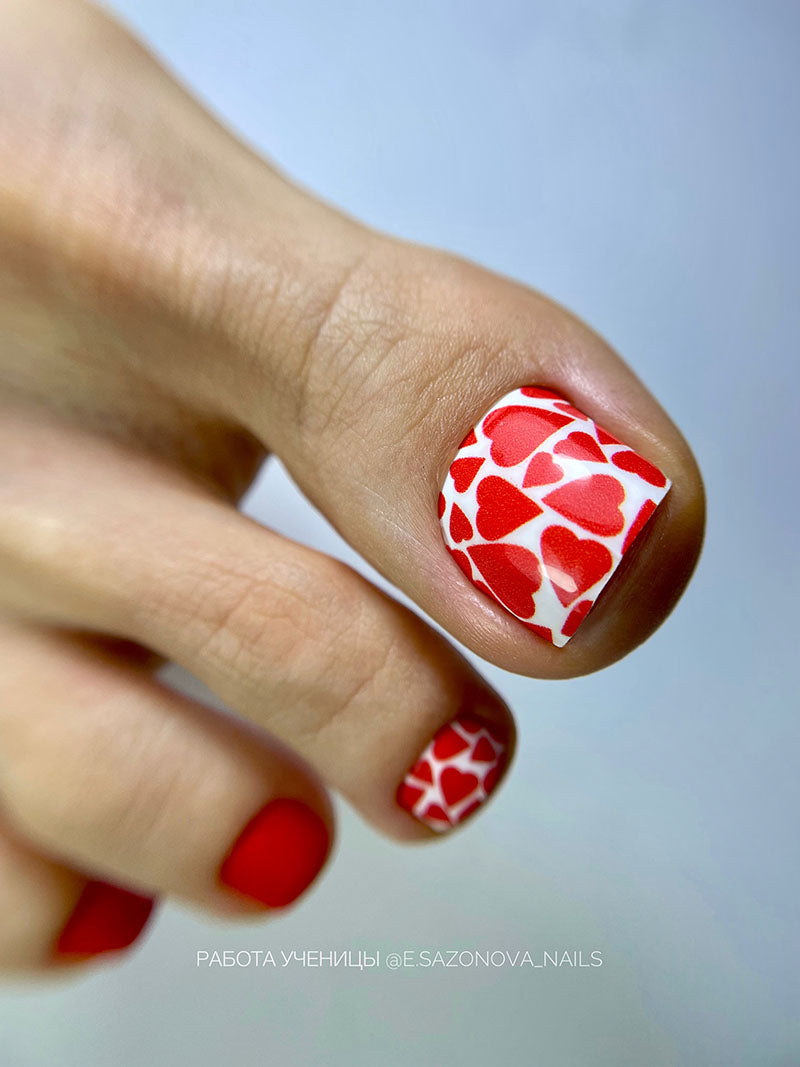 Pedicure Heart. White background. Nail wrap WR-847