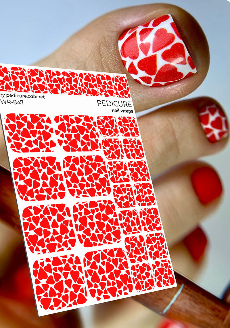 Pedicure Heart. White background. Nail wrap WR-847