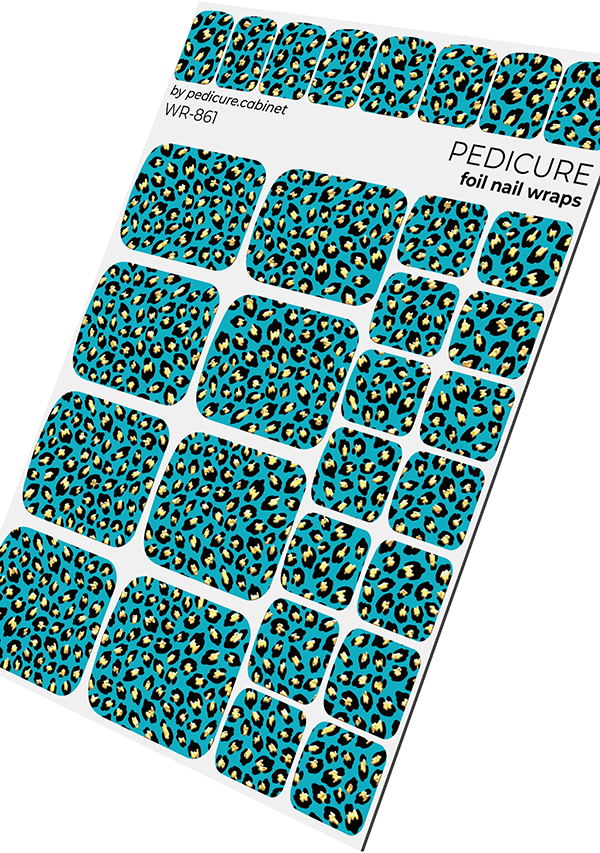 Pedicure Leo turquoise. Foil gold. Nail wrap WR-861