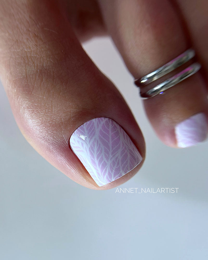 Pedicure Leaves white. Nail wrap WR-868