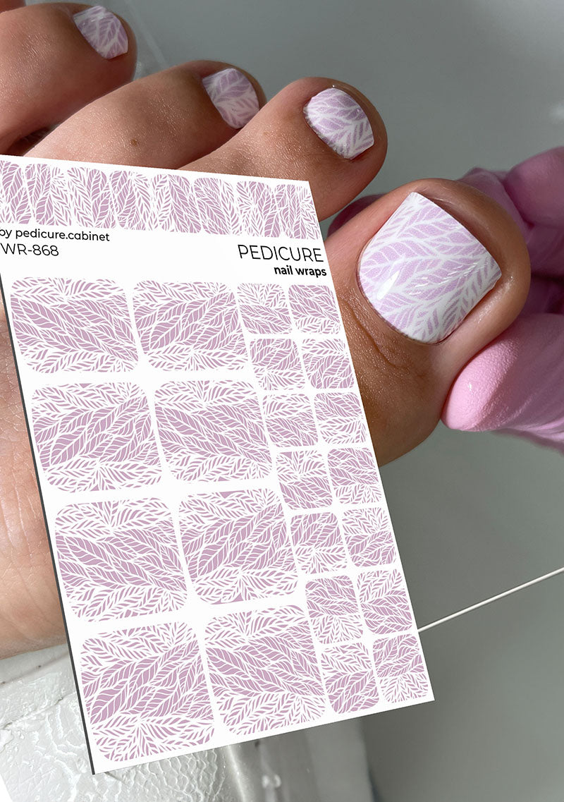 Pedicure Leaves white. Nail wrap WR-868