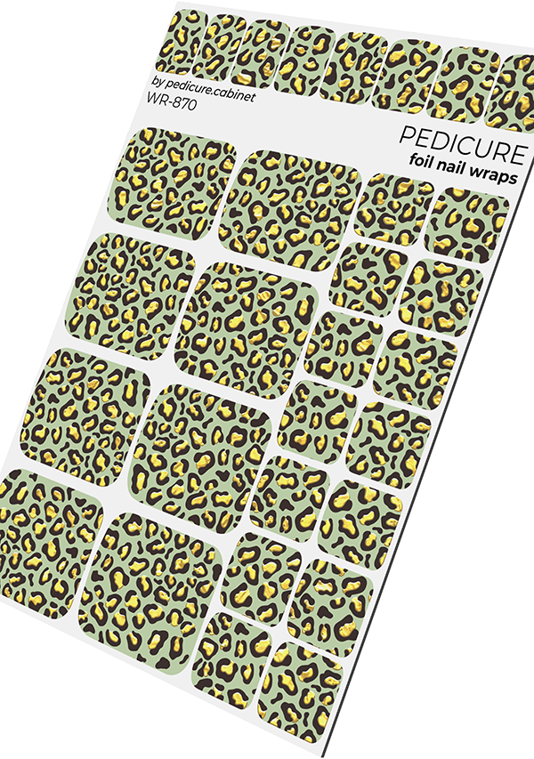 Pedicure Leo pistachio. Foil gold. Nail wrap WR-870