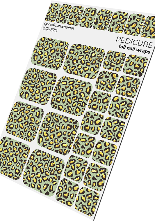 Pedicure Leo pistachio. Foil gold. Nail wrap WR-870