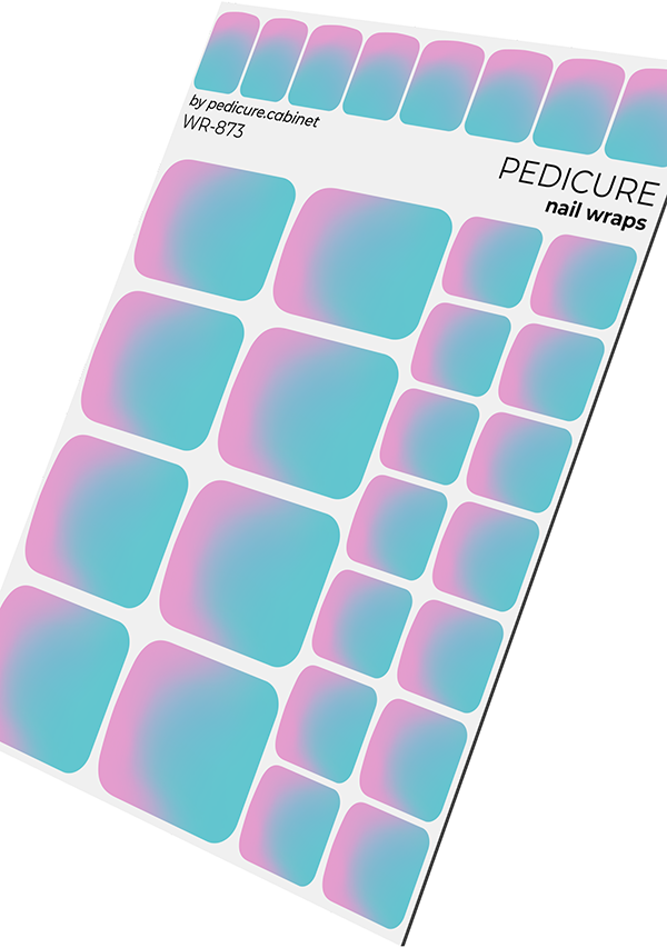 Pedicure Gradient. Pink and blue. Nail wrap WR-873