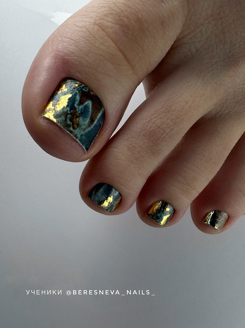 Pedicure Fabric. Foil gold. Nail wrap WR-911