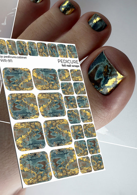 Pedicure Fabric. Foil gold. Nail wrap WR-911