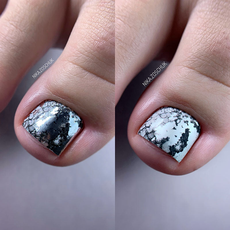 Pedicure Python. Grey. Foil silver. Nail wrap WR-917