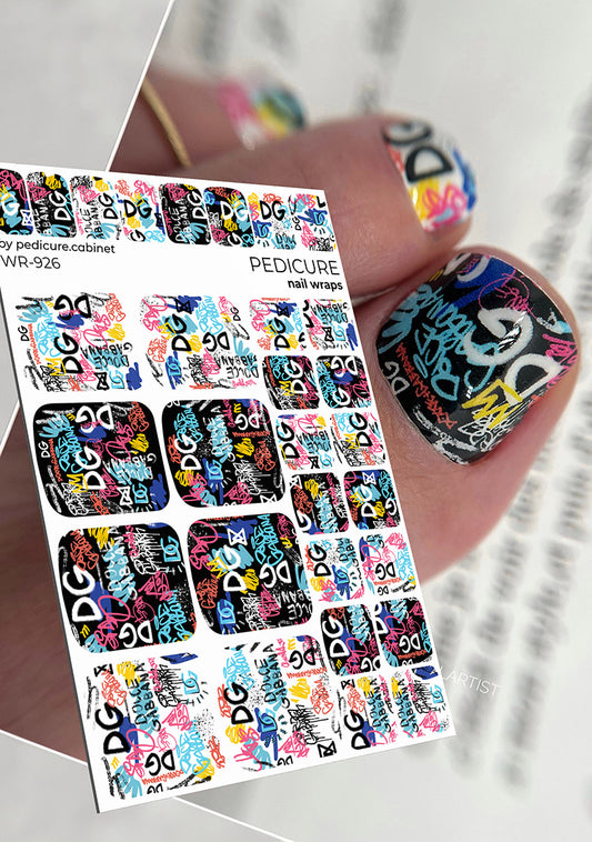 Pedicure Graffiti DG. Nail wrap WR-926