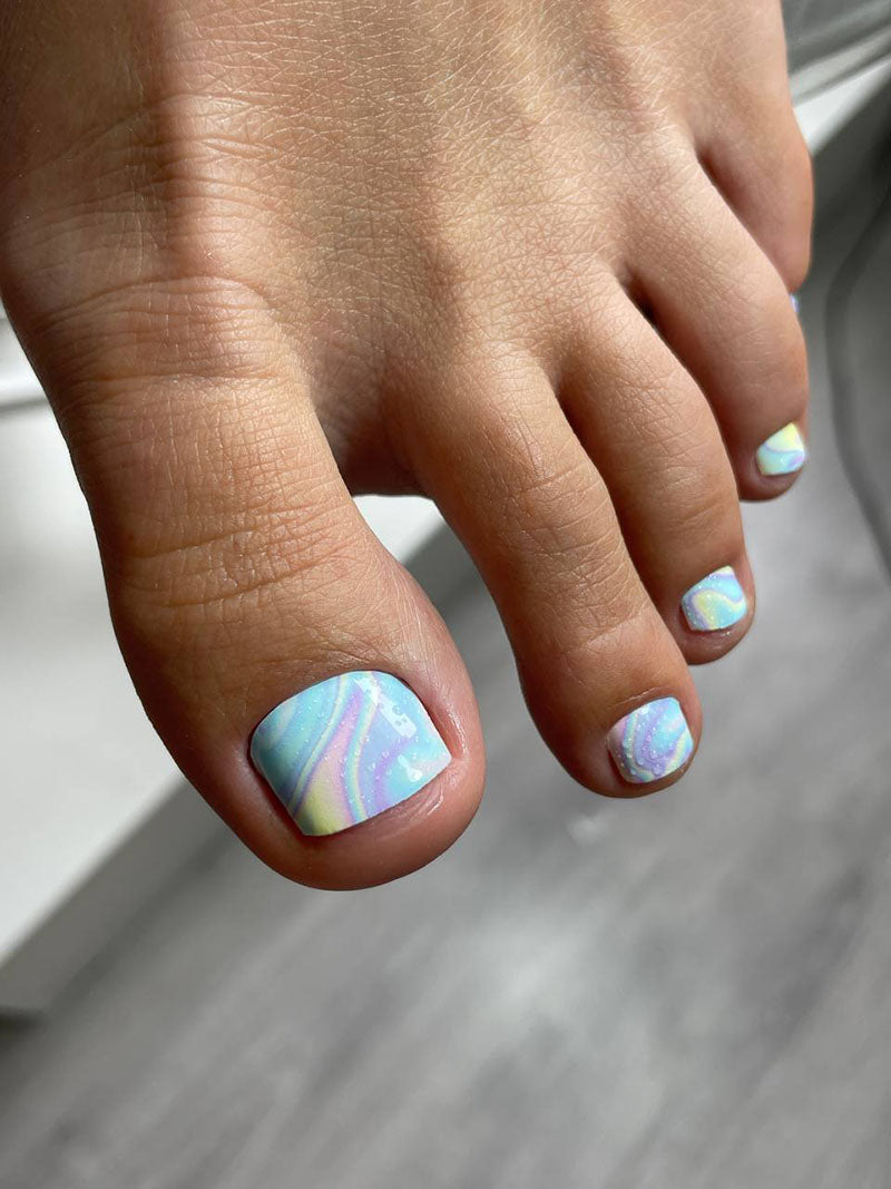 Pedicure Divorces. Blue yellow lilac. Nail wrap WR-971