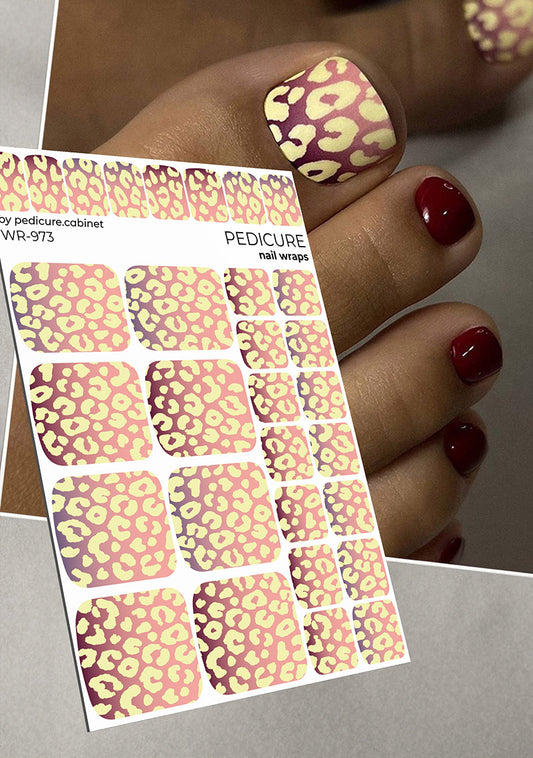 Pedicure Leo gradient. Yellow spots. Nail wrap WR-973