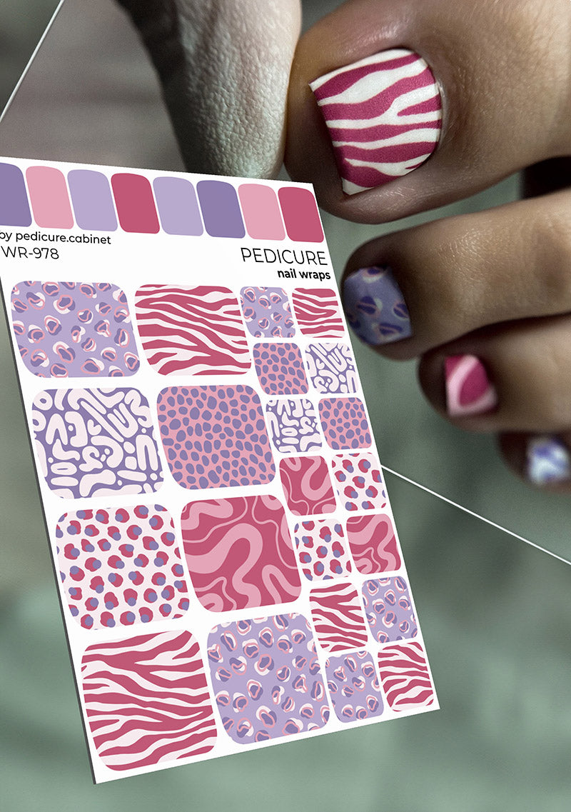 Pedicure Mix. Berry purple. Nail wrap WR-978