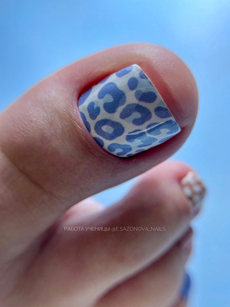 Pedicure Mix animal. Blue brown. Nail wrap WR-979