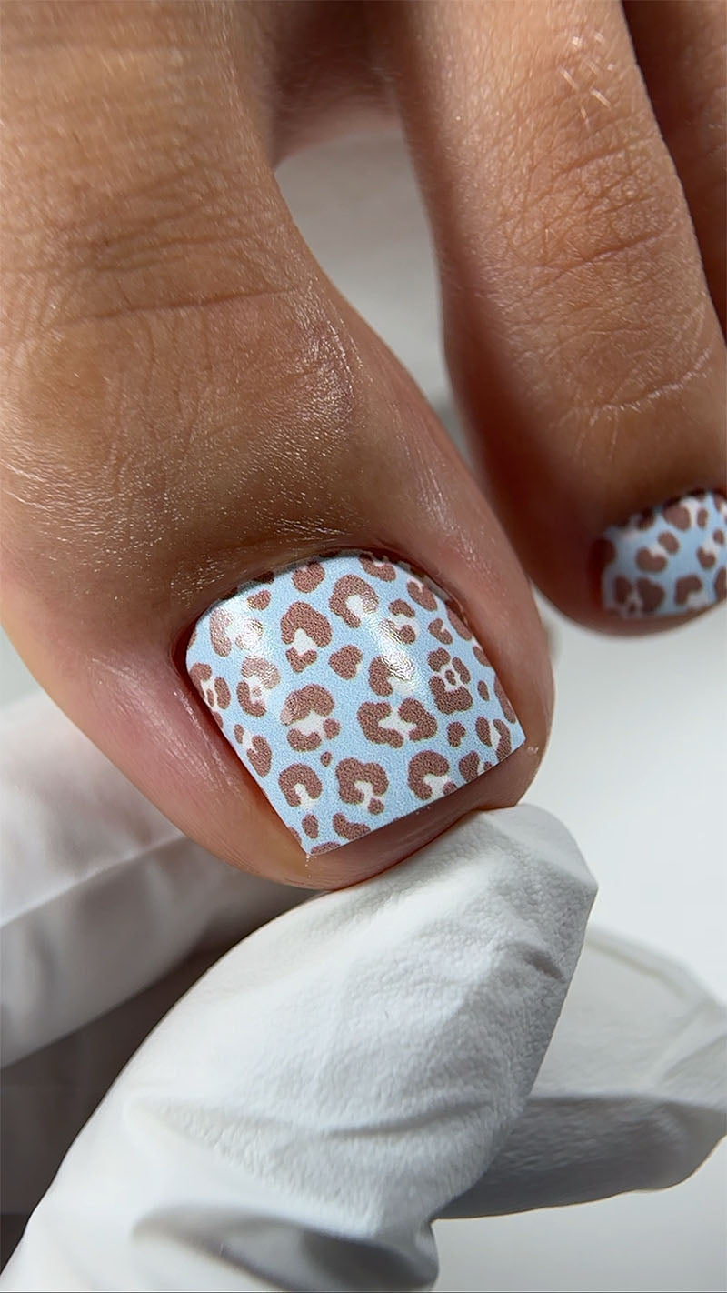 Pedicure Mix animal. Blue brown. Nail wrap WR-979
