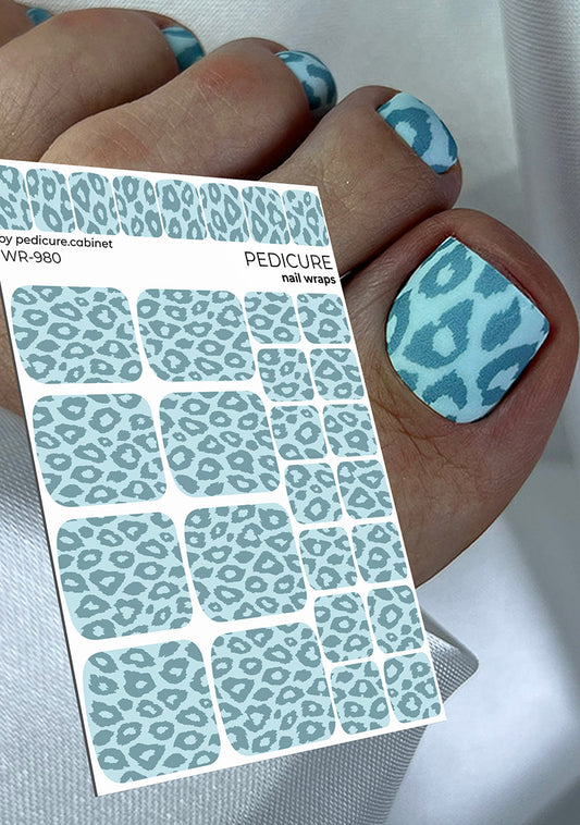 Pedicure Leo monochrome. Blue. Nail wrap WR-980