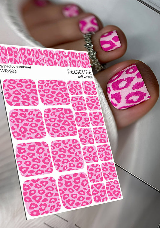 Pedicure Leo monochrome. Pink. Nail wrap WR-983