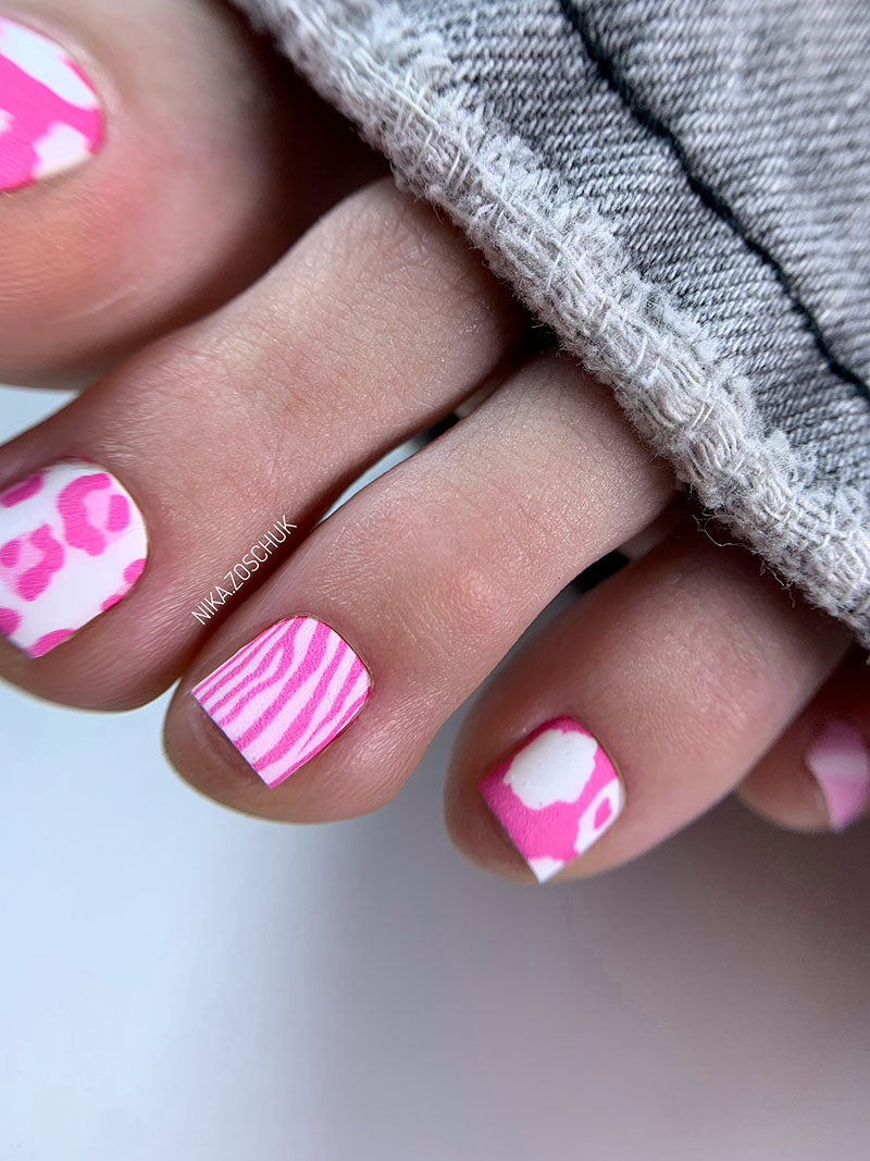 Pedicure Mix animal. Pink. Nail wrap WR-990