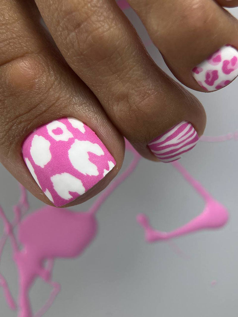 Pedicure Mix animal. Pink. Nail wrap WR-990