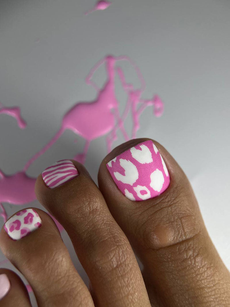 Pedicure Mix animal. Pink. Nail wrap WR-990