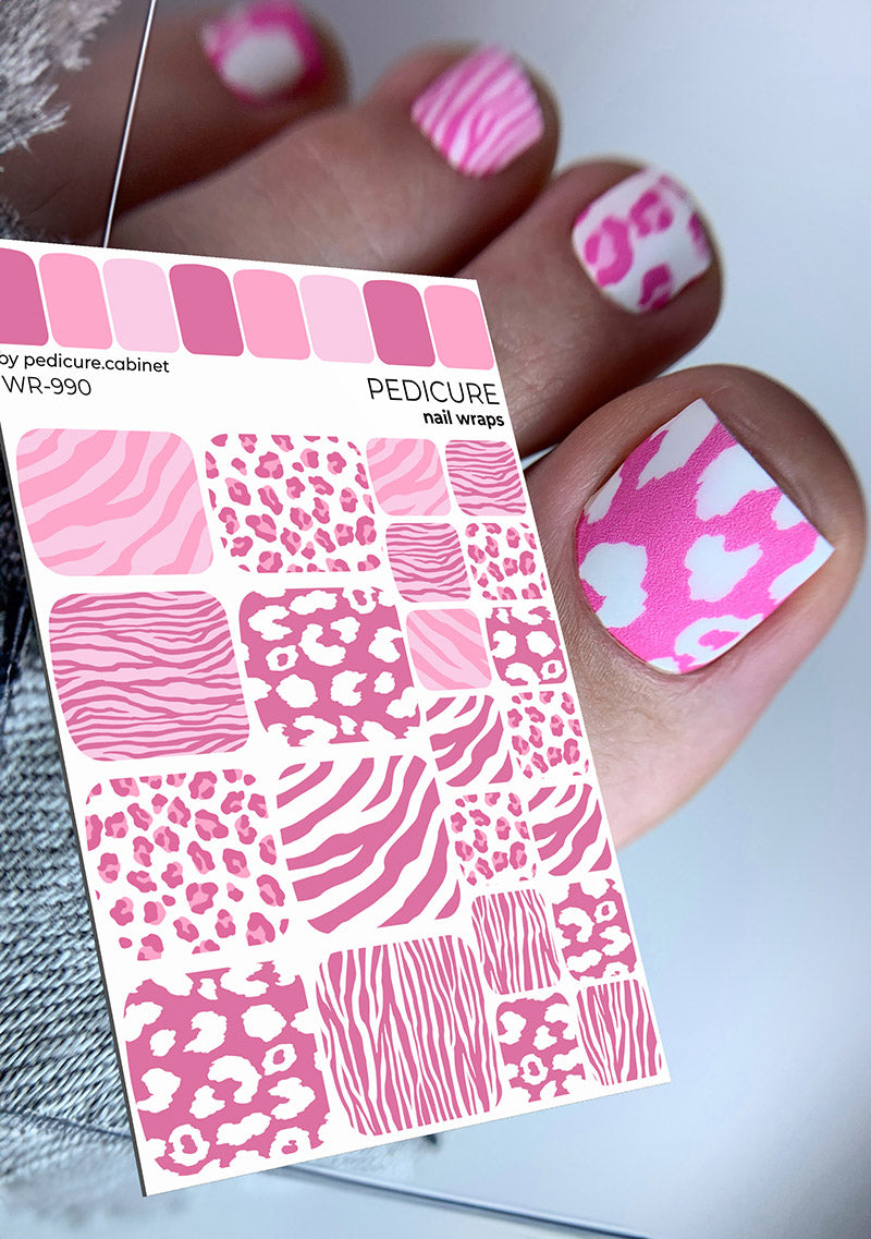 Pedicure Mix animal. Pink. Nail wrap WR-990