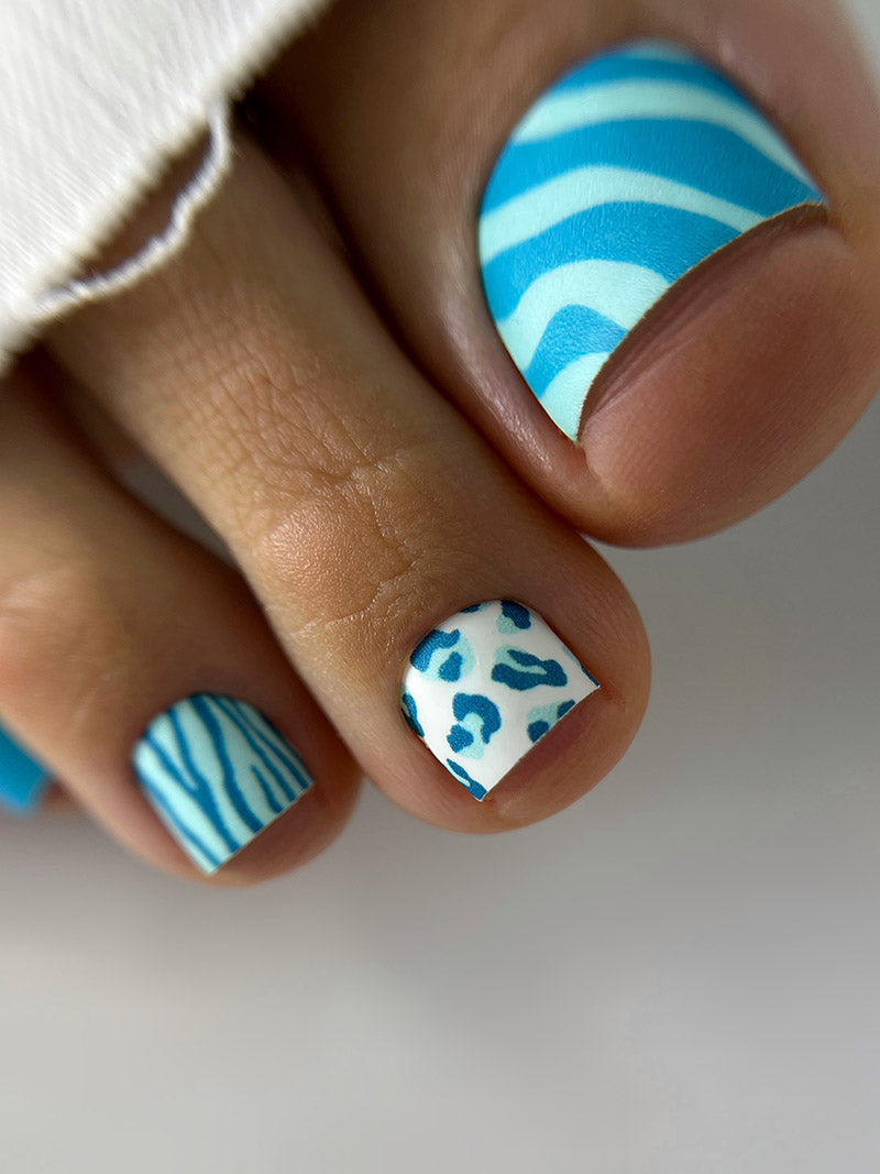 Pedicure Mix animal. Turquoise. Nail wrap WR-991