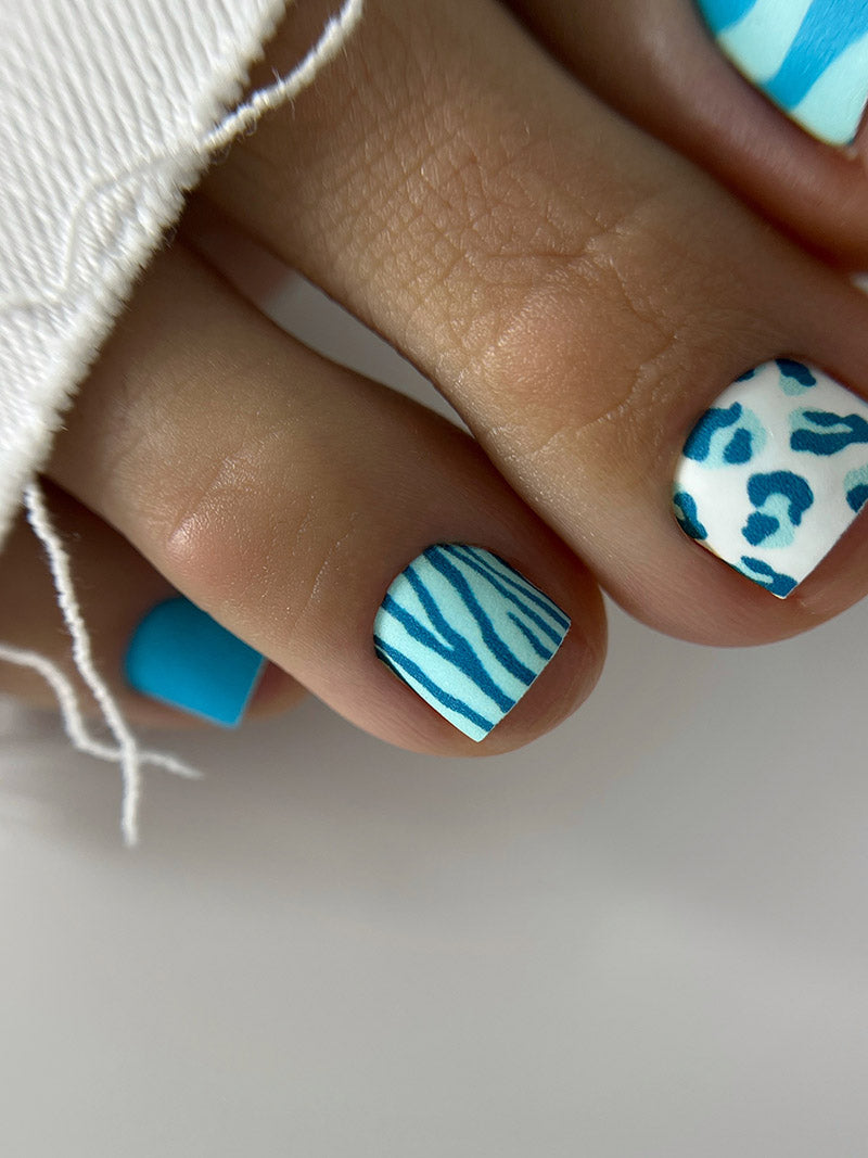 Pedicure Mix animal. Turquoise. Nail wrap WR-991