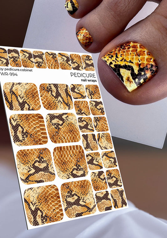 Pedicure Python. Ginger. Nail wrap WR-994