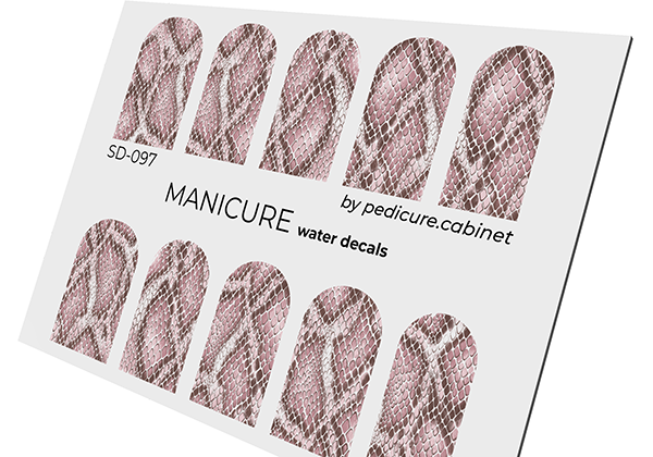 Manicure Python. Color. Pink. Nail water decals SD-097