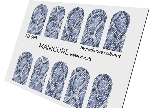 Manicure Python. Color. Blue. Nail water decals SD-098