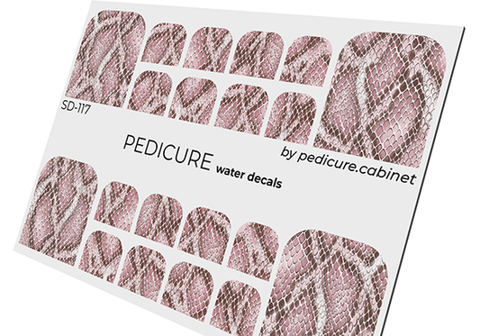 Pedicure Python. Color. Pink. Nail water decals SD-117