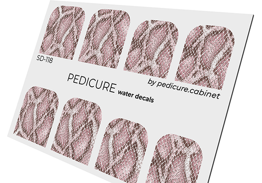 Pedicure Python. Large. Color. Pink. Nail water decals SD-118